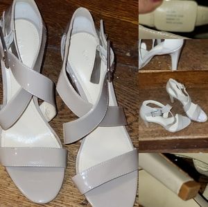Nude, patent leather size 8.5 strappy CK